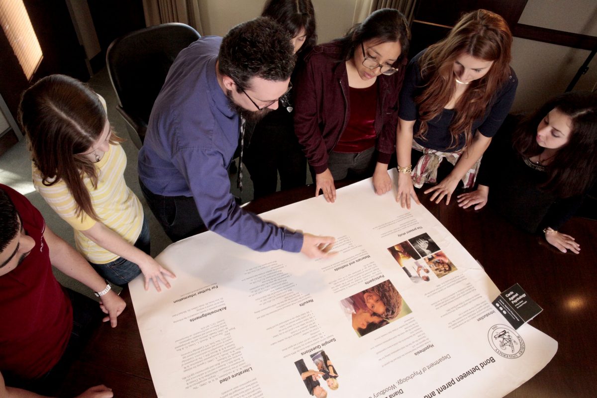 Psychology Students working on their group project for their final exames