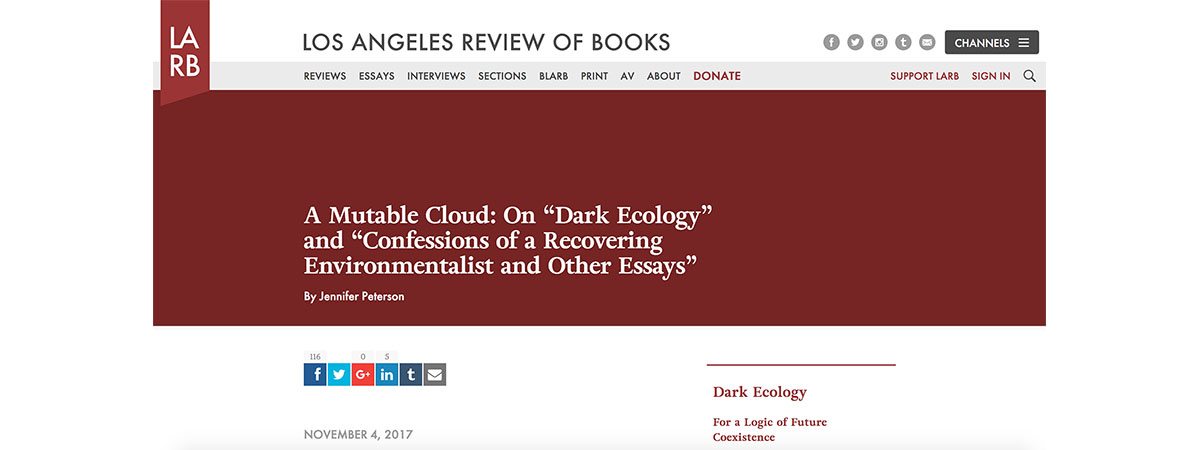 Faculty Publishes Review of Two Books on Dark Ecology