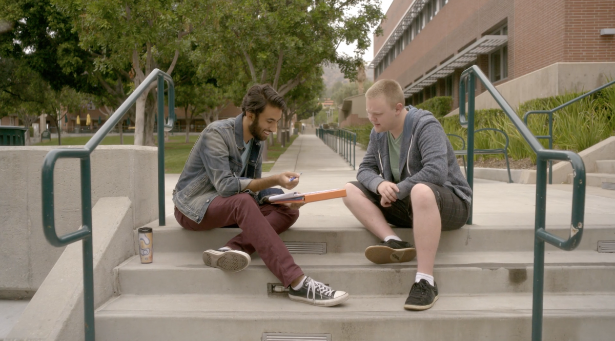 generic students sitting on campus evergreen
